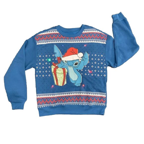 Disney Stitch Merry Stitchmas Ugly Christmas Sweater LIGHT UP Kids  Small (3/5) - Picture 1 of 12